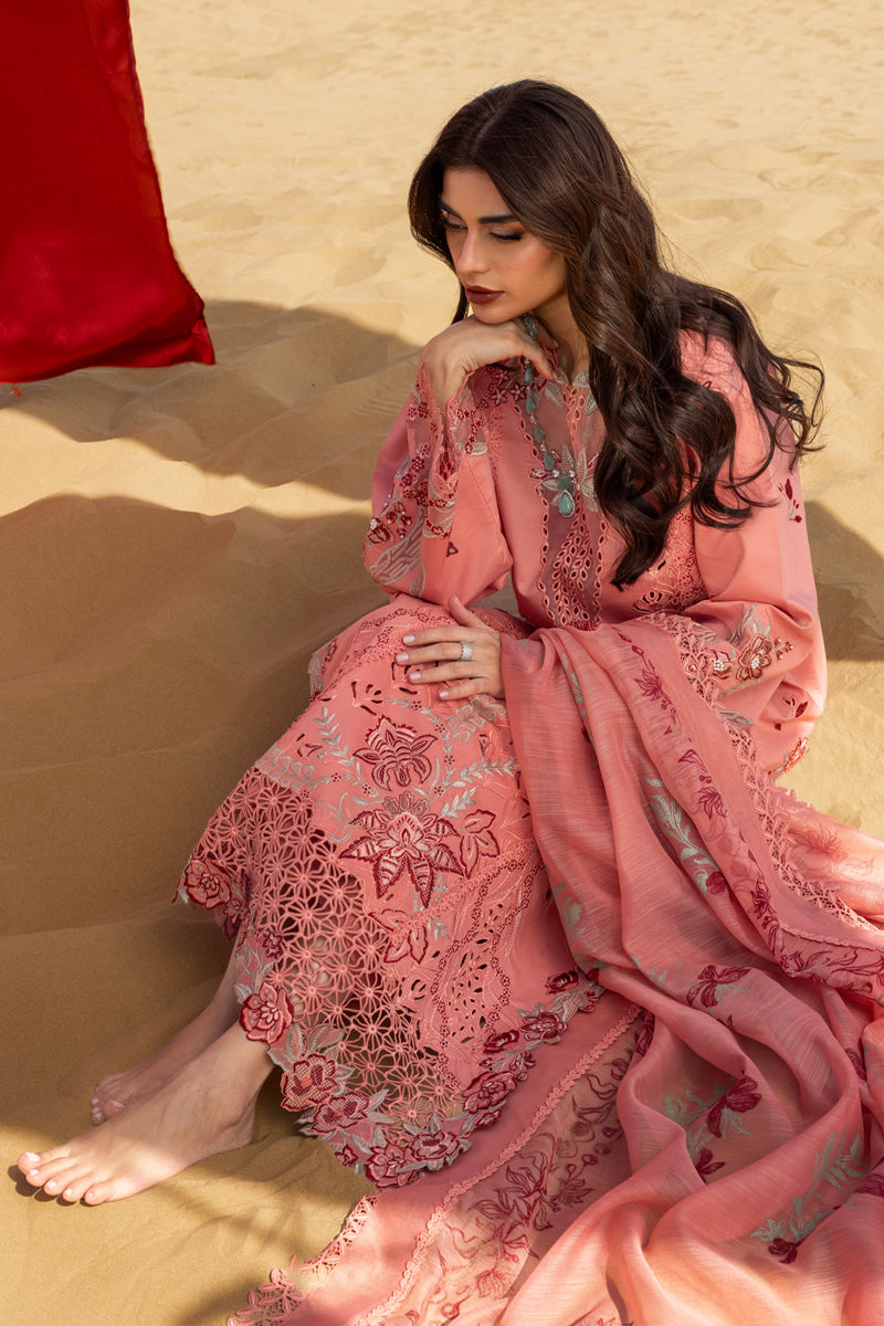 RANG RASIYA-Premium 3 Piece Lawn CHIKANKARI EMBROIDERED SHIRT WITH KHAADI NET EMBROIDERED DUPATTA AND TROUSER -BIC-4775