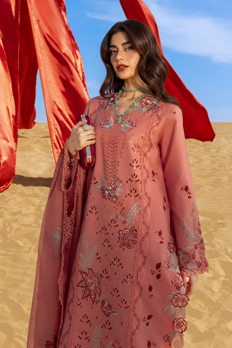 RANG RASIYA-Premium 3 Piece Lawn CHIKANKARI EMBROIDERED SHIRT WITH KHAADI NET EMBROIDERED DUPATTA AND TROUSER -BIC-4775