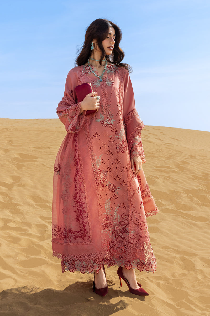 RANG RASIYA-Premium 3 Piece Lawn CHIKANKARI EMBROIDERED SHIRT WITH KHAADI NET EMBROIDERED DUPATTA AND TROUSER -BIC-4775