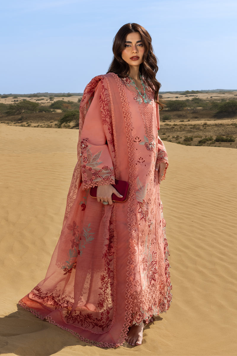 RANG RASIYA-Premium 3 Piece Lawn CHIKANKARI EMBROIDERED SHIRT WITH KHAADI NET EMBROIDERED DUPATTA AND TROUSER -BIC-4775