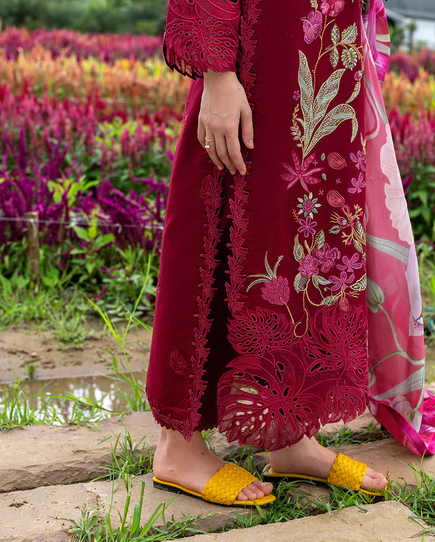 Mushq - Premium 3 Piece LAWN Embroidered SHIRT WITH Printed Silk DUPATTA AND TROUSER - JN 201