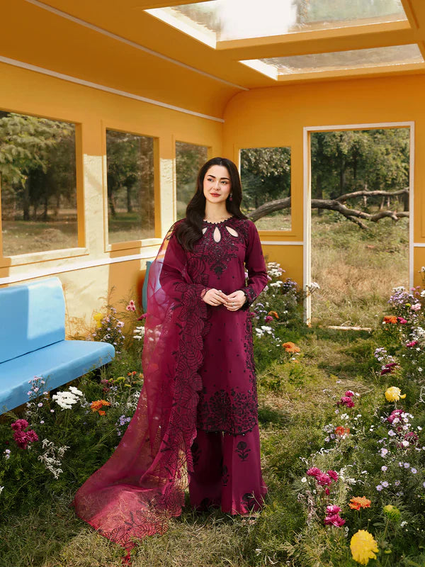 ASIM JOFA-3PC LAWN SEQUIN EMBROIDERED SHIRT WITH KHADDI NET EMB DUPATTA AND EMB TROUSER-BIC-4805