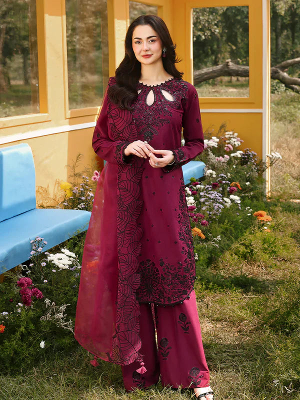 ASIM JOFA-3PC LAWN SEQUIN EMBROIDERED SHIRT WITH KHADDI NET EMB DUPATTA AND EMB TROUSER-BIC-4805