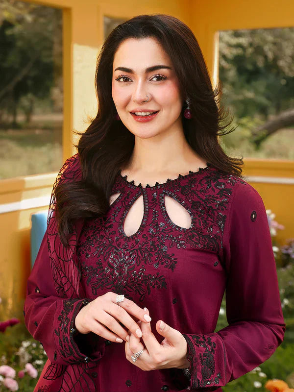 ASIM JOFA-3PC LAWN SEQUIN EMBROIDERED SHIRT WITH KHADDI NET EMB DUPATTA AND EMB TROUSER-BIC-4805