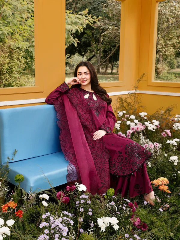 ASIM JOFA-3PC LAWN SEQUIN EMBROIDERED SHIRT WITH KHADDI NET EMB DUPATTA AND EMB TROUSER-BIC-4805