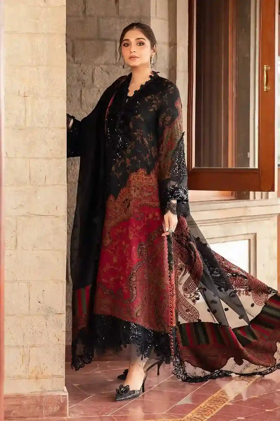 Maria B 3PC LAWN PRINTED SHIRT WITH Chiffon PRINTED DUAPTTA - D4