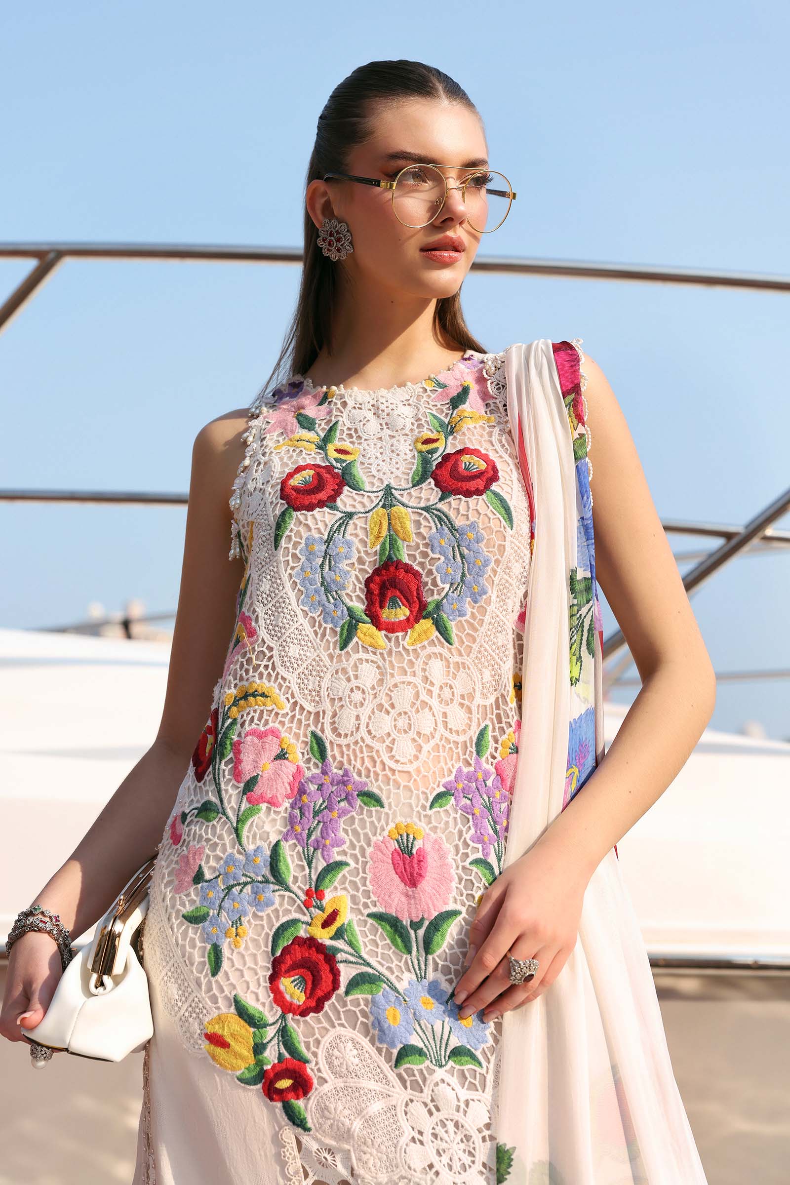 Maria B Premium 3 Piece Lawn Chikankari Embroidered With Digital Printed Jacquard Dupatta-5304 FS