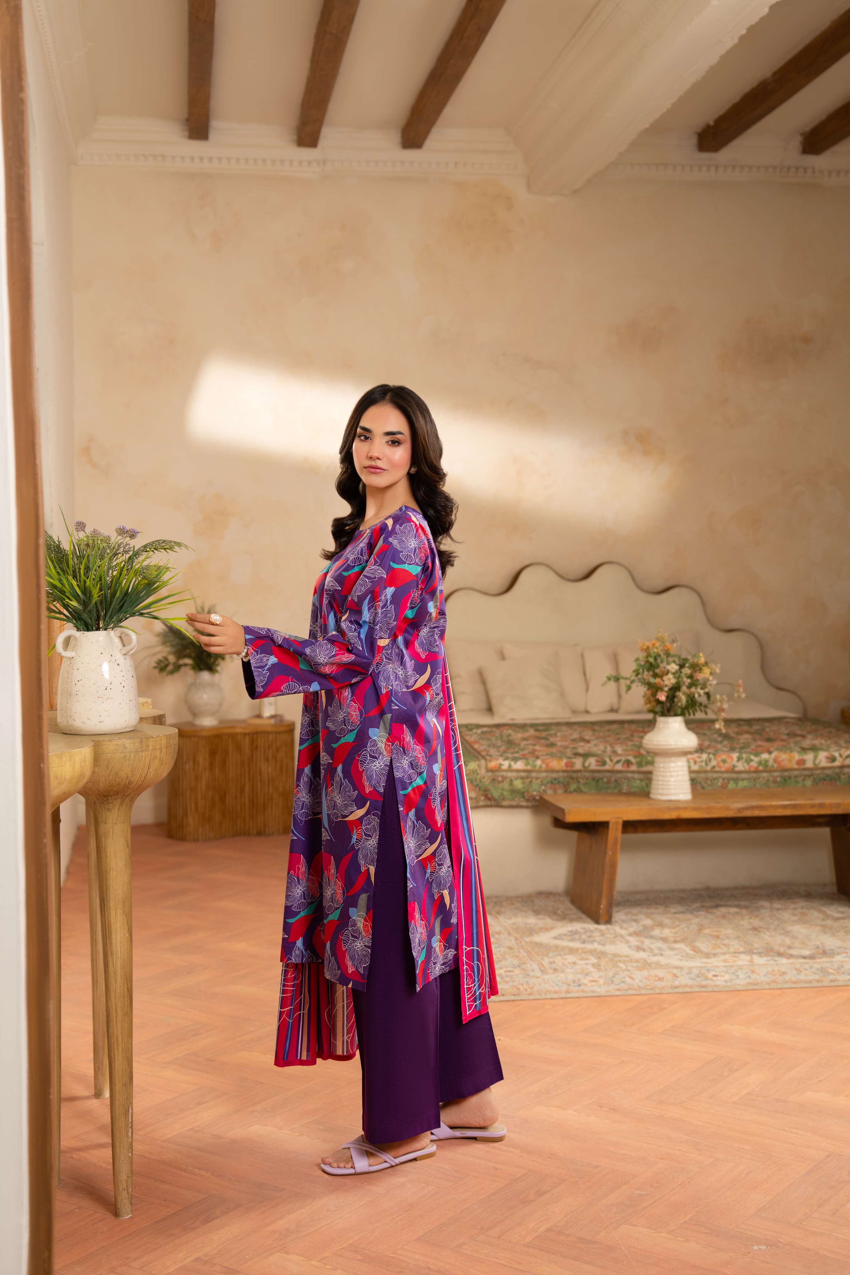 Maisa 3PC LAWN PRINTED SHIRT WITH LAWN PRINT DUPATTA AND CAMBRIC TROUSER-P-4506