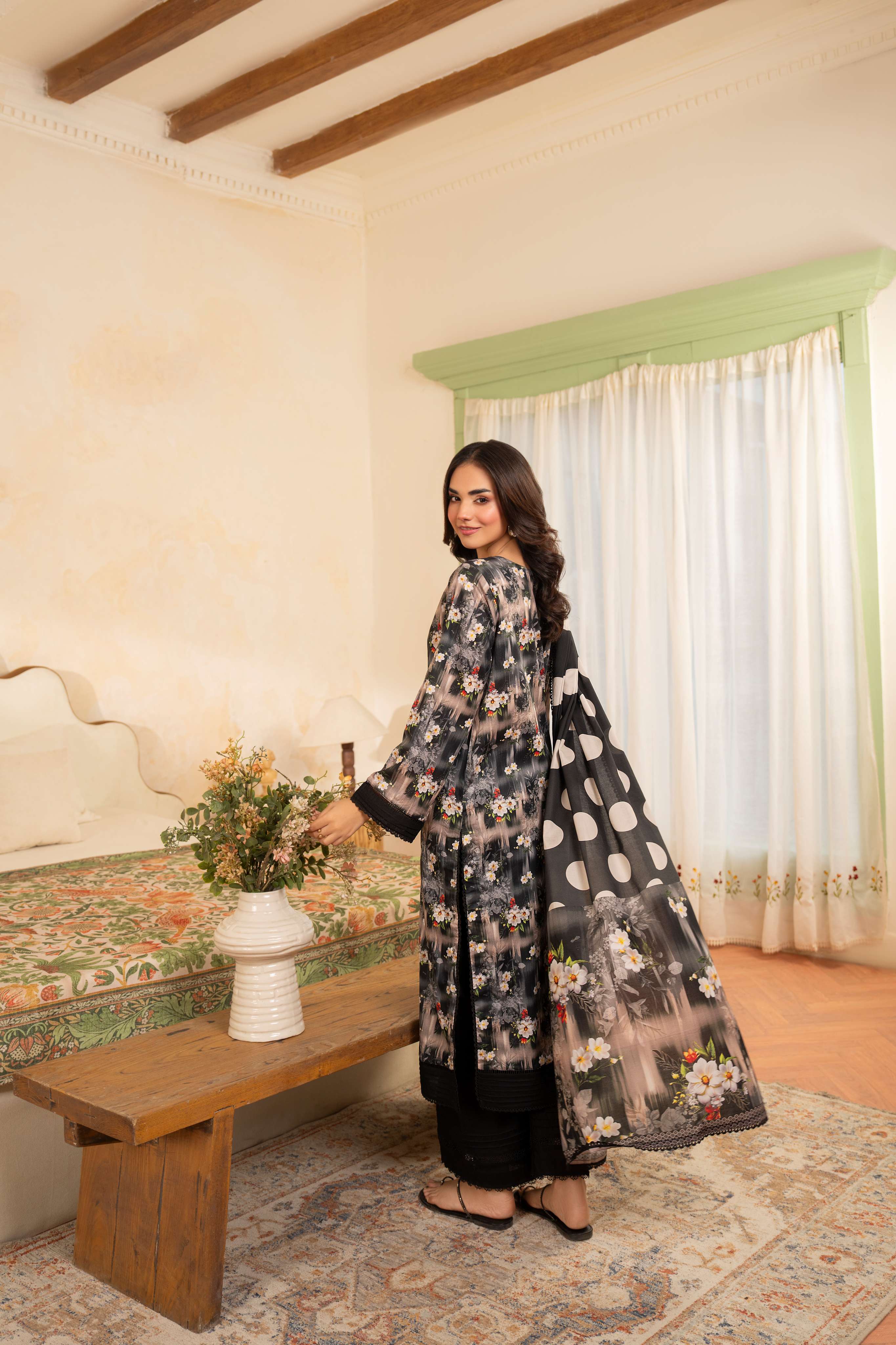 Maisa 3PC LAWN PRINTED SHIRT WITH LAWN PRINT DUPATTA AND CAMBRIC TROUSER-P-4504