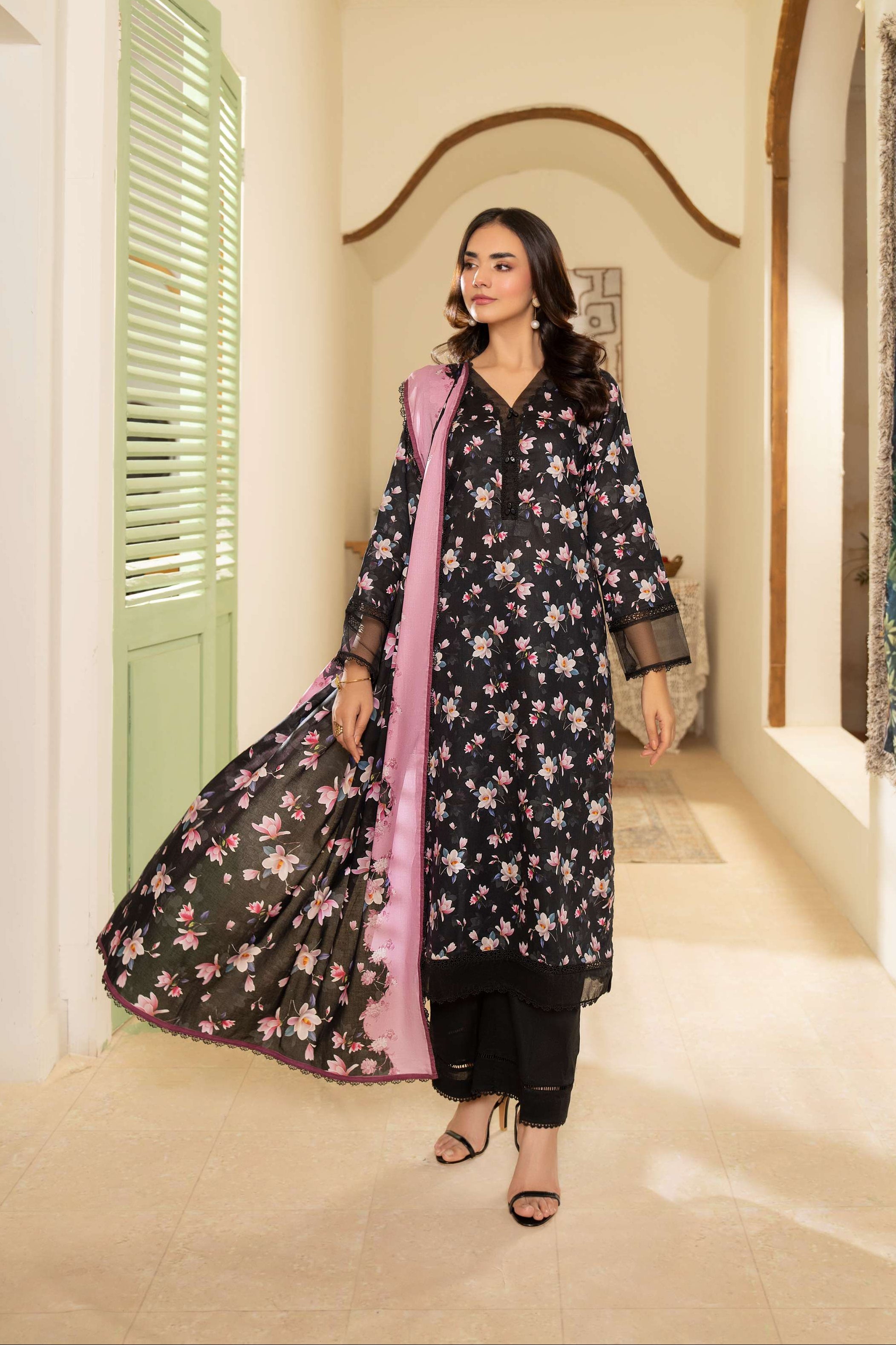Maisa Premium 3 Piece Lawn PRINTED SHIRT WITH LAWN PRINT DUPATTA AND CAMBRIC TROUSER-P-4508