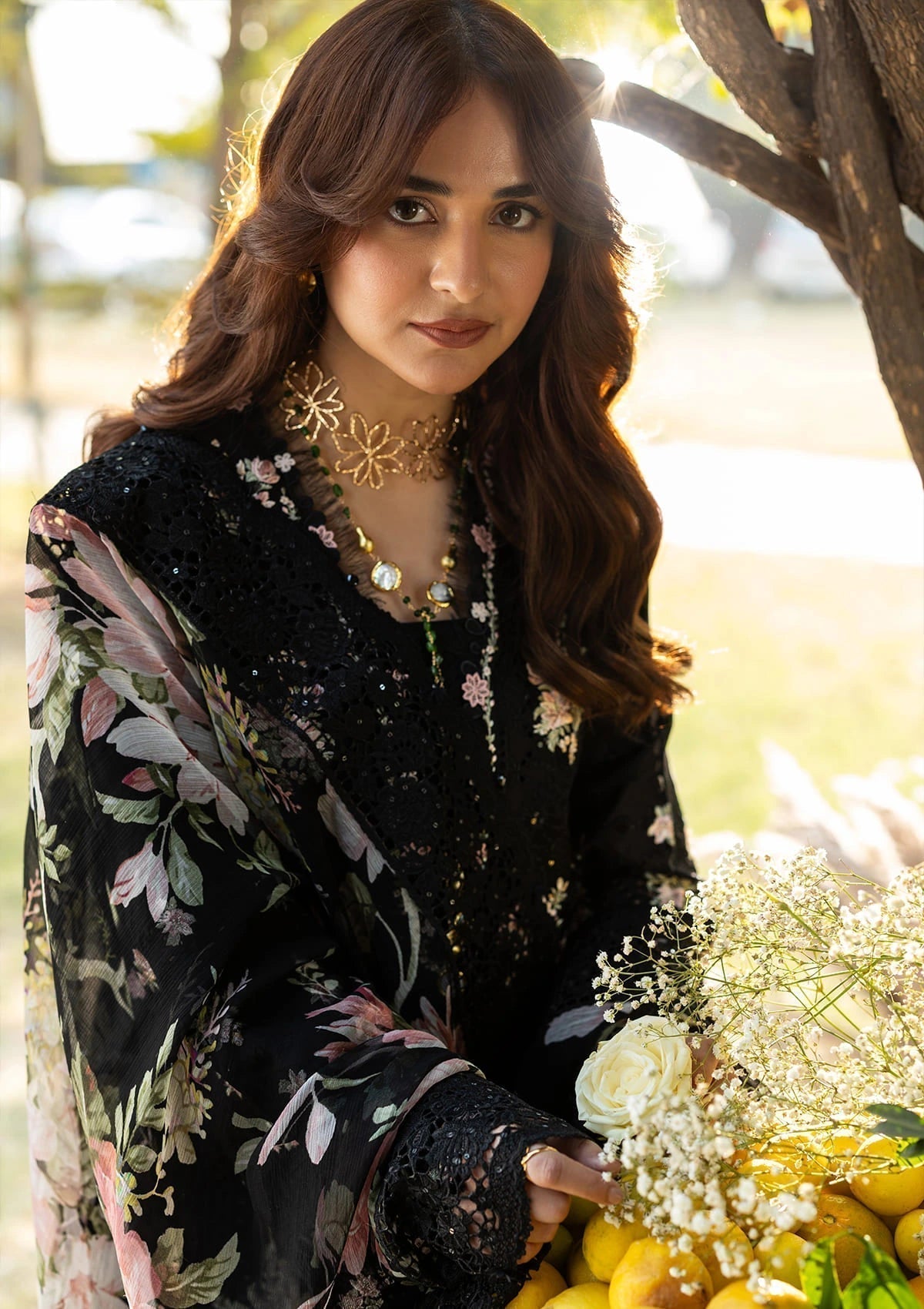 ELAF-Premium 3 Piece Lawn CHIKANKARI EMBROIDERED SHIRT WITH CHIFFON PRINTED EMB DUPATTA AND TROUSER-BIC-4811
