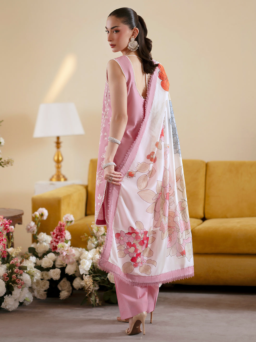 Premium 3 Piece Lawn Embroidered With Chiffon Digital Printed Dupatta-5224 FS