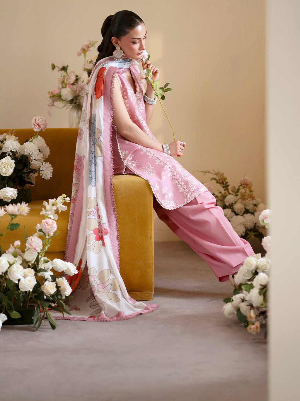 Premium 3 Piece Lawn Embroidered With Chiffon Digital Printed Dupatta-5224 FS