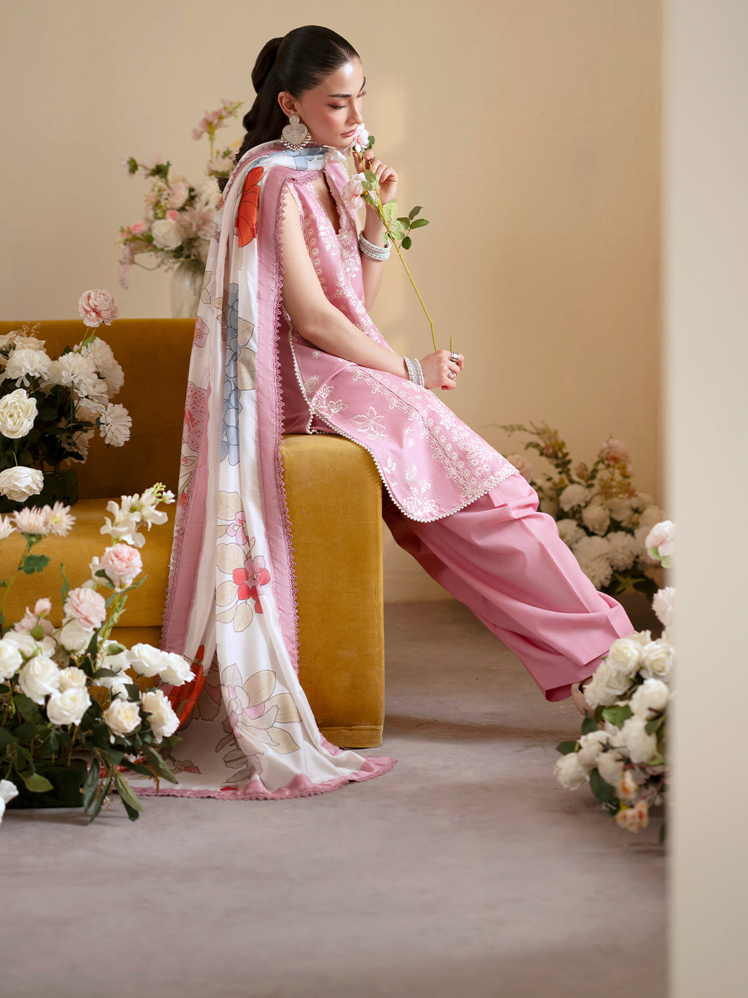 Premium 3 Piece Lawn Embroidered With Chiffon Digital Printed Dupatta-5224 FS