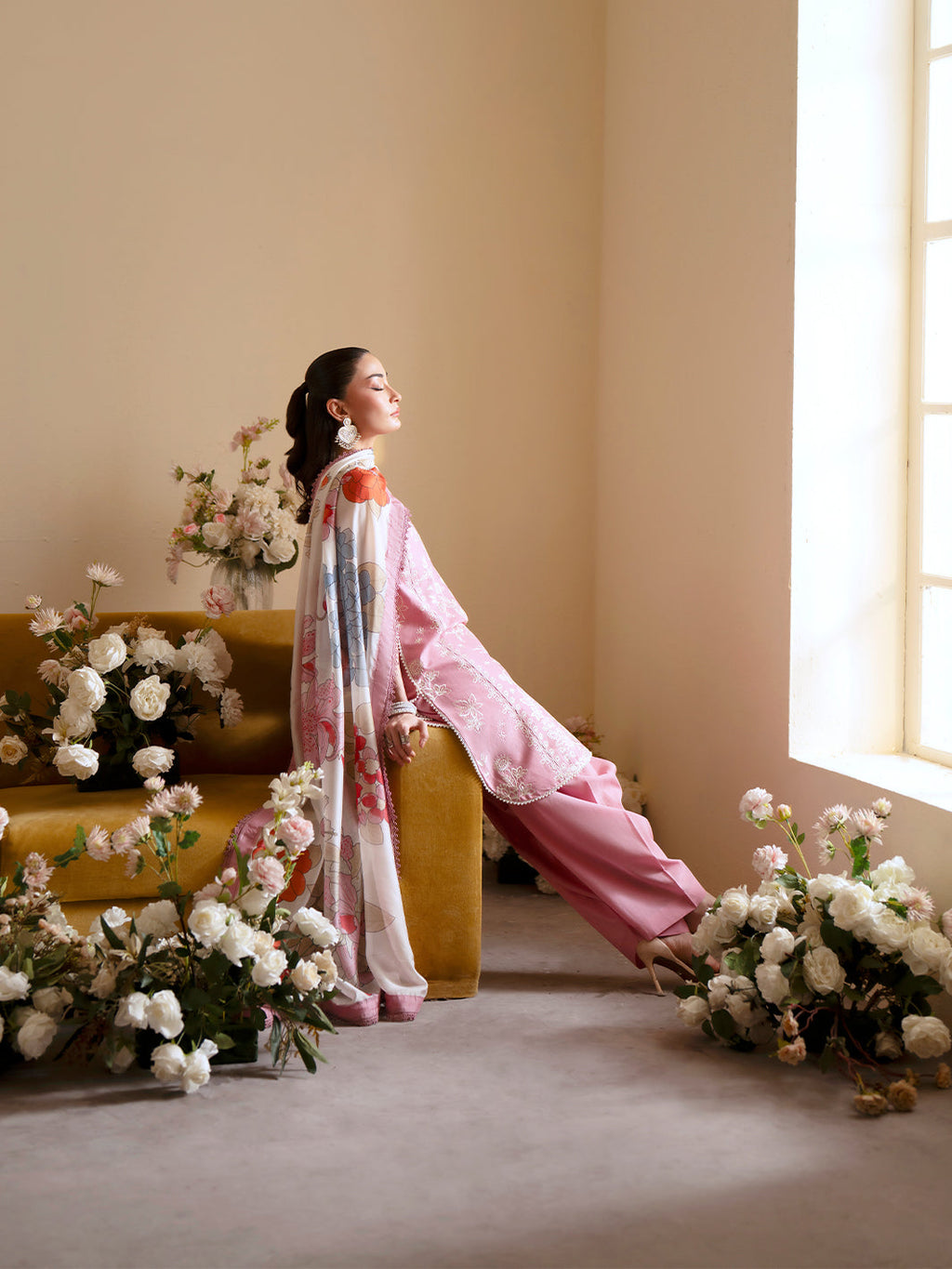 Premium 3 Piece Lawn Embroidered With Chiffon Digital Printed Dupatta-5224 FS