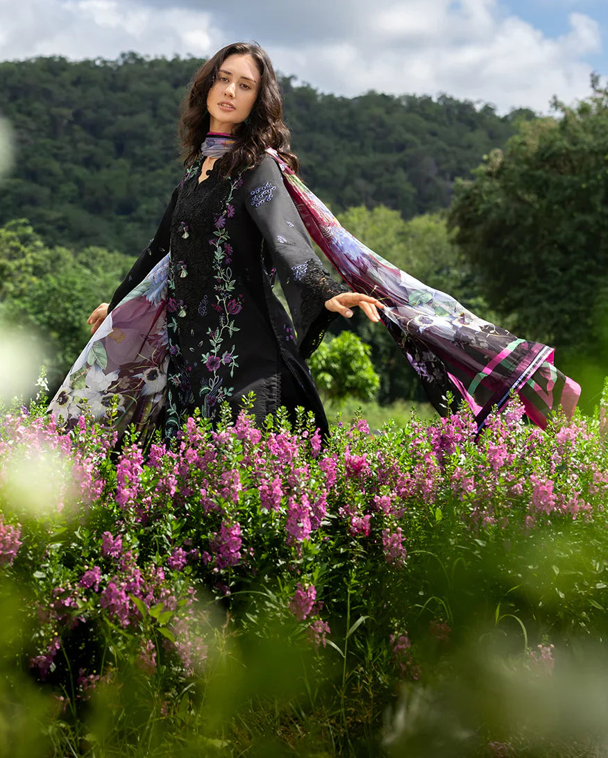 Mushq - Premium 3 Piece LAWN Embroidered SHIRT WITH Printed Silk DUPATTA AND TROUSER - JN 202
