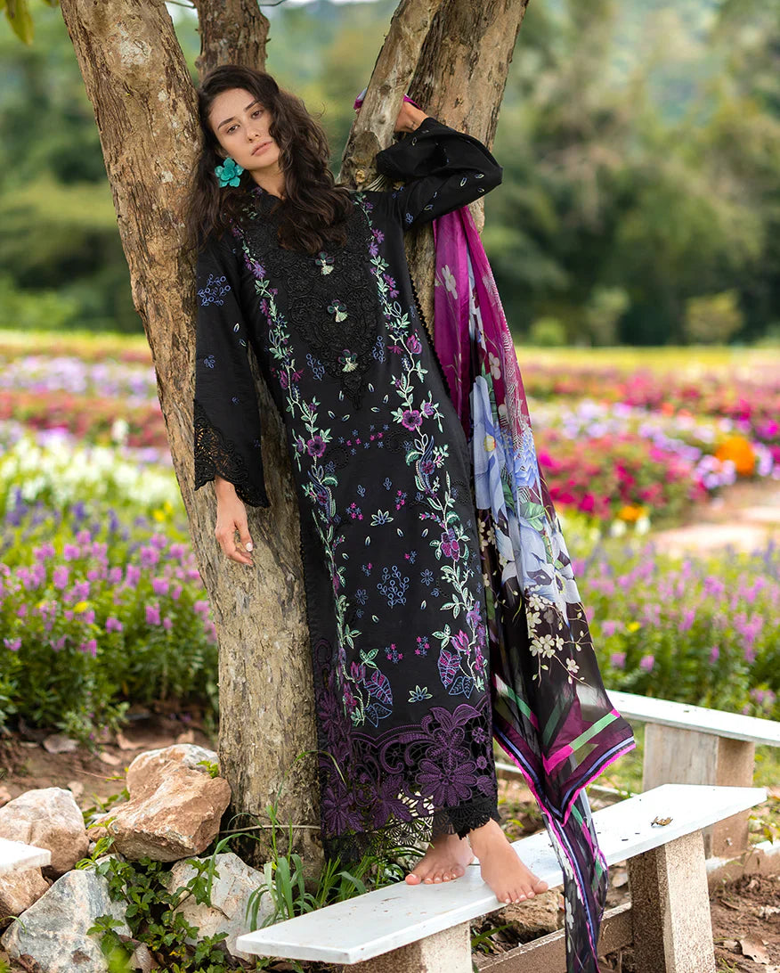 Mushq - Premium 3 Piece LAWN Embroidered SHIRT WITH Printed Silk DUPATTA AND TROUSER - JN 202