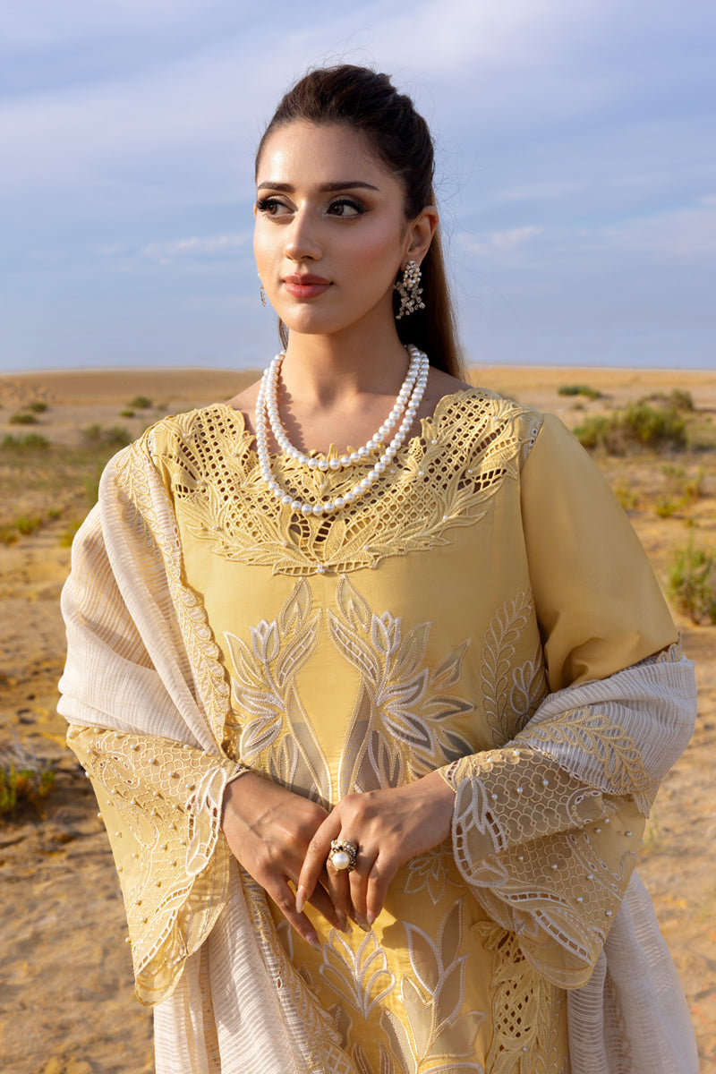 RANG RASIYA-Premium 3 Piece Lawn LASERCUTWORK EMBROIDERED SHIRT WITH KHAADI NET EMBROIDERED DUPATTA AND TROUSER -BIC-4769