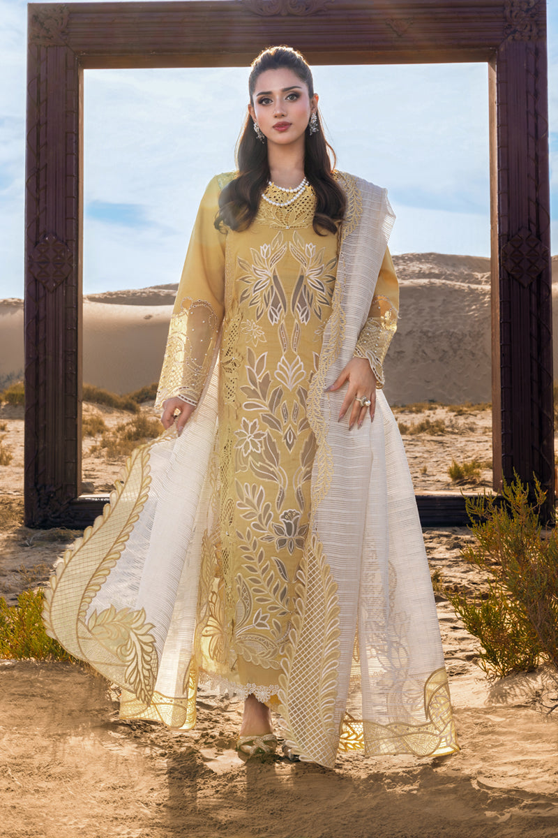 RANG RASIYA-Premium 3 Piece Lawn LASERCUTWORK EMBROIDERED SHIRT WITH KHAADI NET EMBROIDERED DUPATTA AND TROUSER -BIC-4769