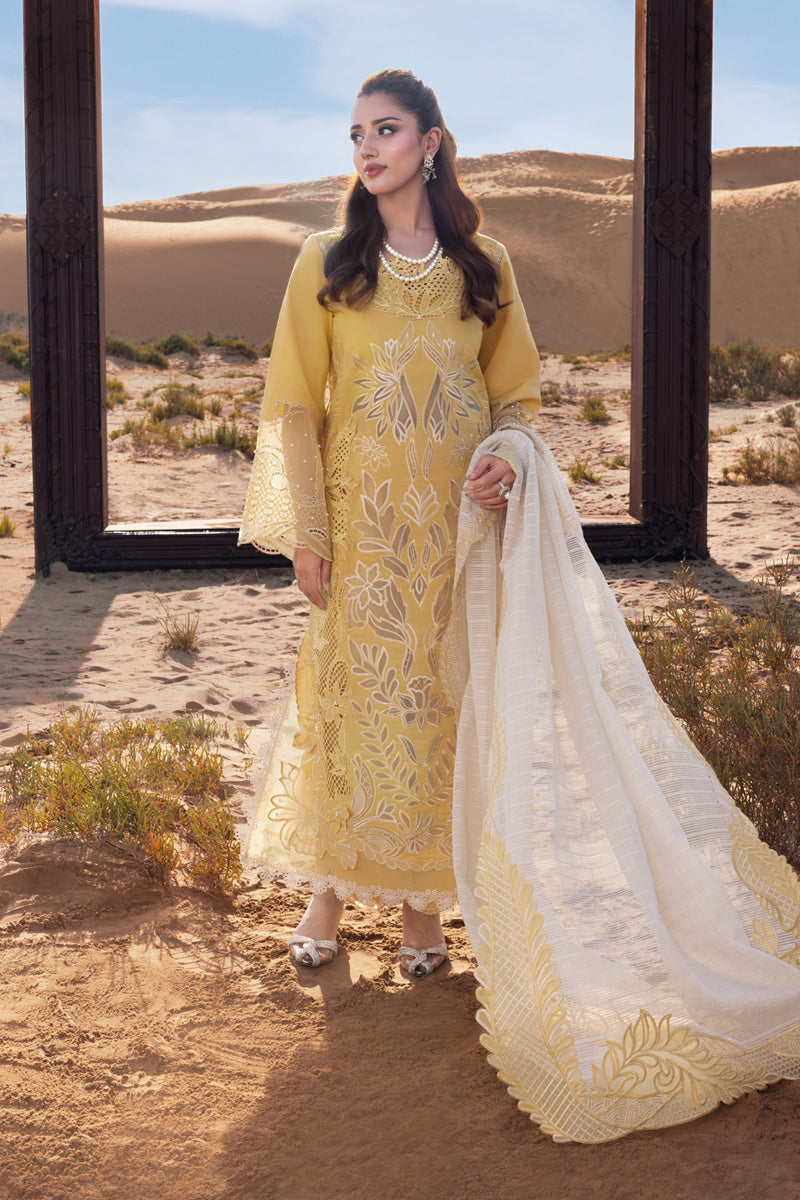 RANG RASIYA-Premium 3 Piece Lawn LASERCUTWORK EMBROIDERED SHIRT WITH KHAADI NET EMBROIDERED DUPATTA AND TROUSER -BIC-4769