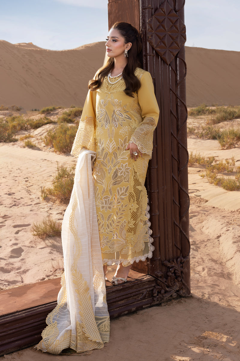 RANG RASIYA-Premium 3 Piece Lawn LASERCUTWORK EMBROIDERED SHIRT WITH KHAADI NET EMBROIDERED DUPATTA AND TROUSER -BIC-4769