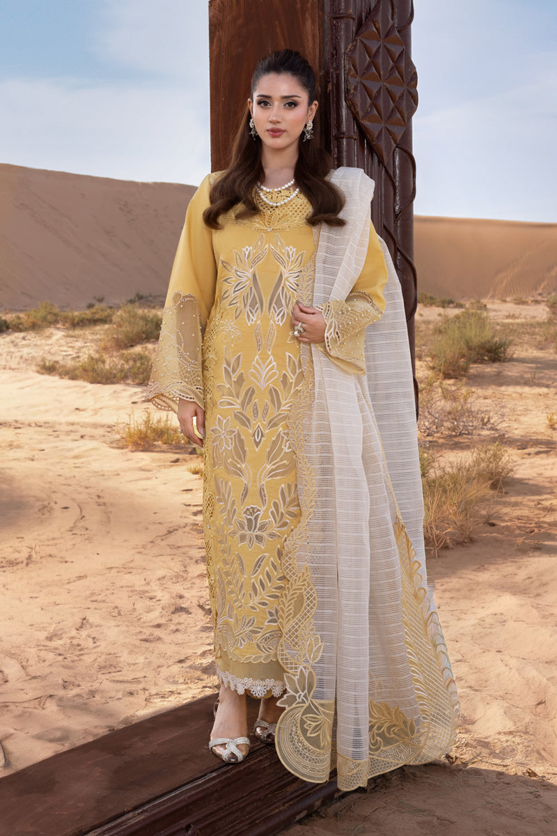 RANG RASIYA-Premium 3 Piece Lawn LASERCUTWORK EMBROIDERED SHIRT WITH KHAADI NET EMBROIDERED DUPATTA AND TROUSER -BIC-4769