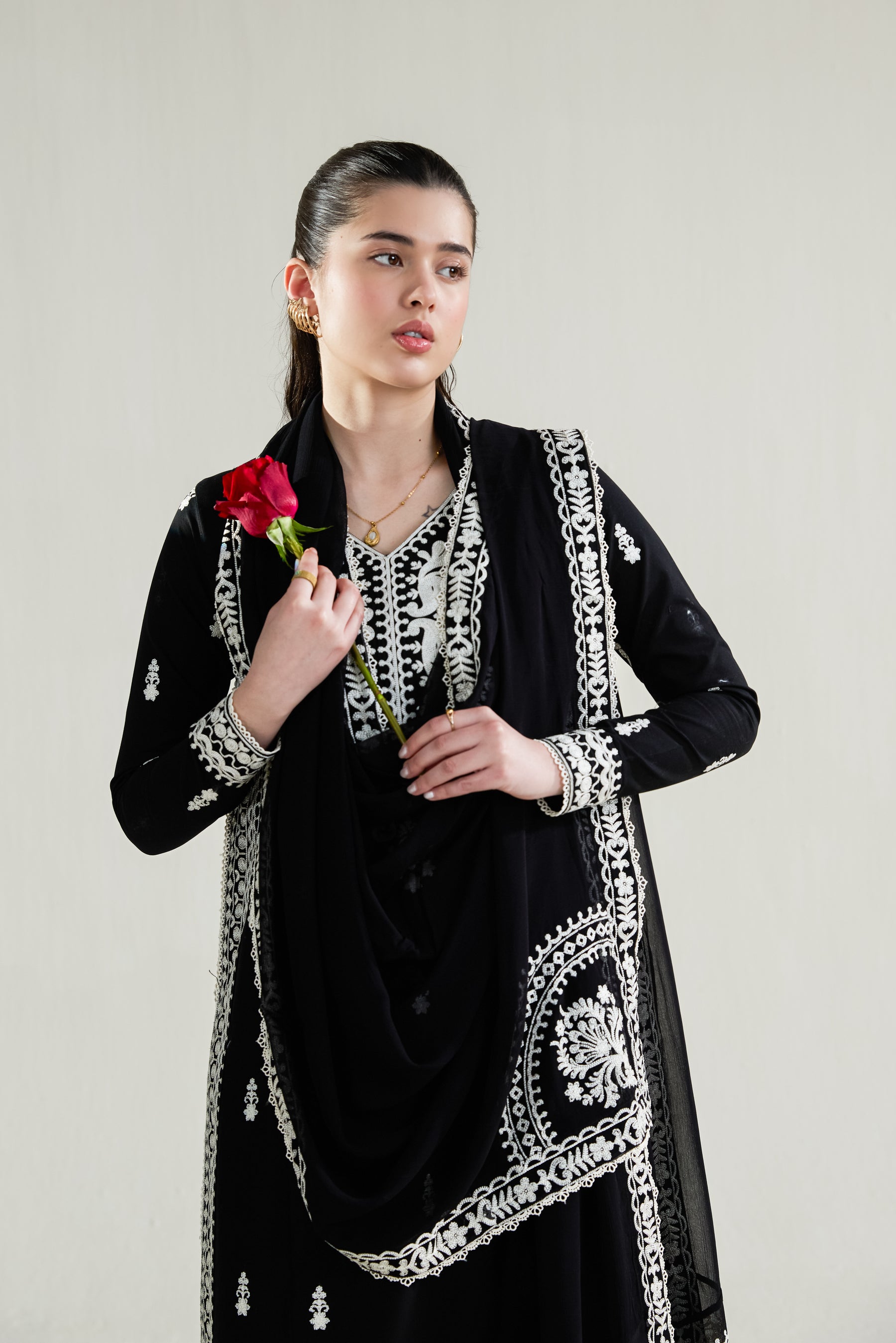 ZAIB-Premium 3 Piece Lawn EMBROIDERED SHIRT WITH KHADDI NET EMBROIDERED DUPATTA AND TROUSER-BIC-4778