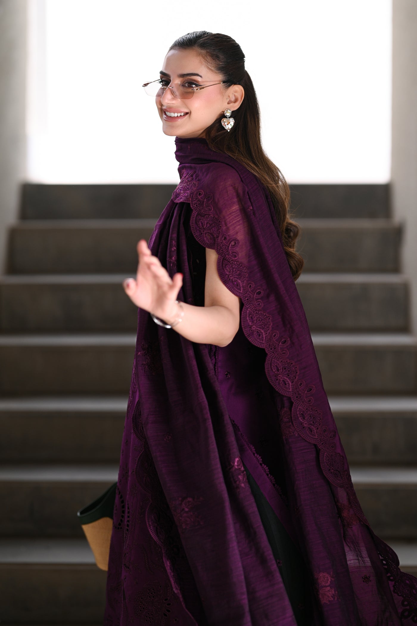 ZAIB-Premium 3 Piece Lawn EMBROIDERED SHIRT WITH KHADDI NET EMBROIDERED DUPATTA AND TROUSER-4814