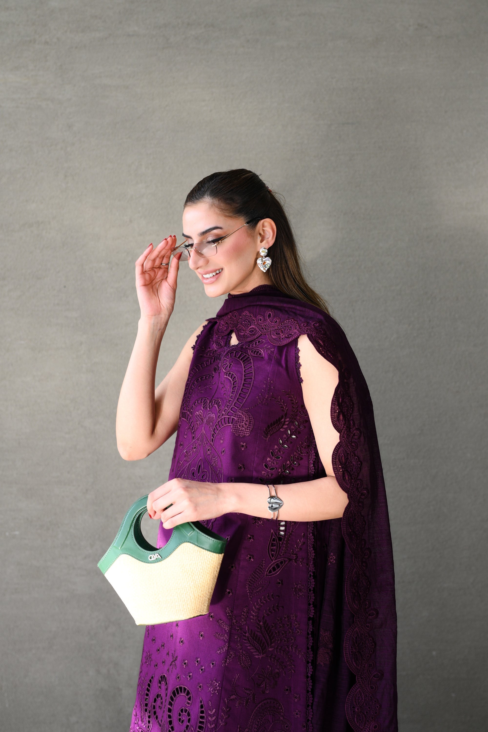ZAIB-Premium 3 Piece Lawn EMBROIDERED SHIRT WITH KHADDI NET EMBROIDERED DUPATTA AND TROUSER-4814