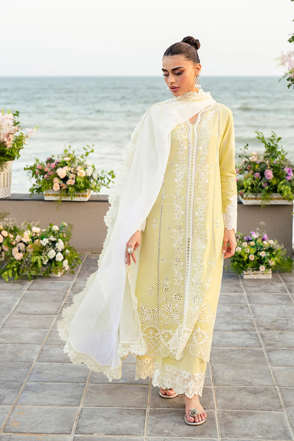 Azure - Premium 3 Piece LAWN Embroidered SHIRT WITH Chiffon EMB DUPATTA AND TROUSER - FT 845