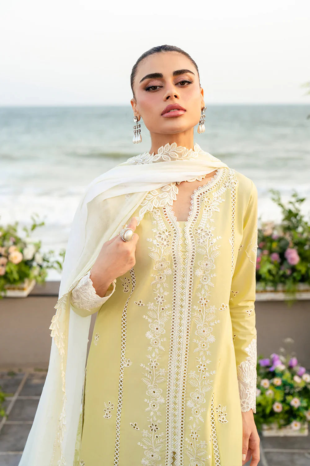 Azure - Premium 3 Piece LAWN Embroidered SHIRT WITH Chiffon EMB DUPATTA AND TROUSER - FT 845