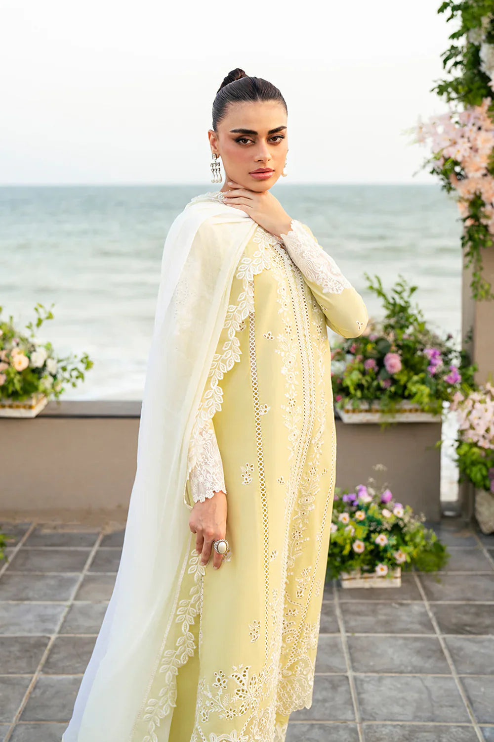 Azure - Premium 3 Piece LAWN Embroidered SHIRT WITH Chiffon EMB DUPATTA AND TROUSER - FT 845