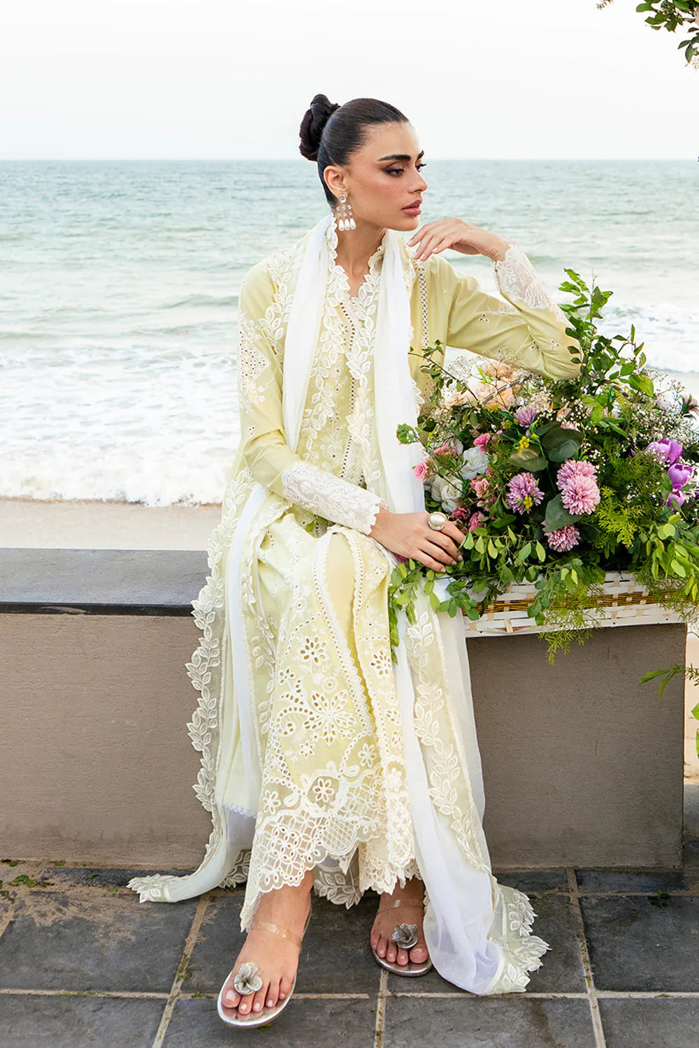 Azure - Premium 3 Piece LAWN Embroidered SHIRT WITH Chiffon EMB DUPATTA AND TROUSER - FT 845