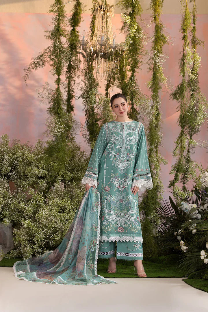 Sobia Nazir Premium 3 Piece Lawn Embroidered With Organza Digital Printed Dupatta-5193 FS