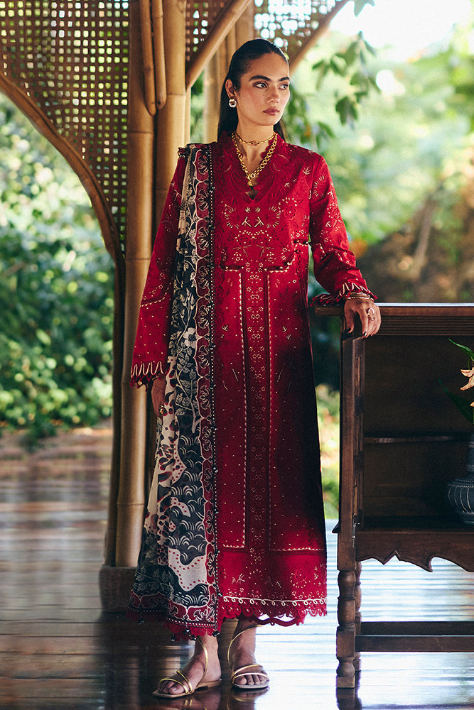 SUFFUSE-Premium 3 Piece Lawn EMBROIDERED SHIRT WITH CHIFFON PRINT DUPATTA AND EMB TROUSER-BIC-4810