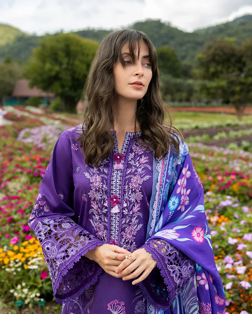 Mushq - Premium 3 Piece LAWN Embroidered SHIRT WITH Printed Silk DUPATTA AND TROUSER - JN 203