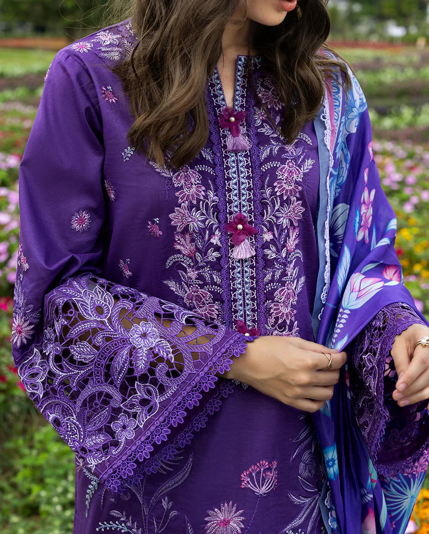 Mushq - Premium 3 Piece LAWN Embroidered SHIRT WITH Printed Silk DUPATTA AND TROUSER - JN 203