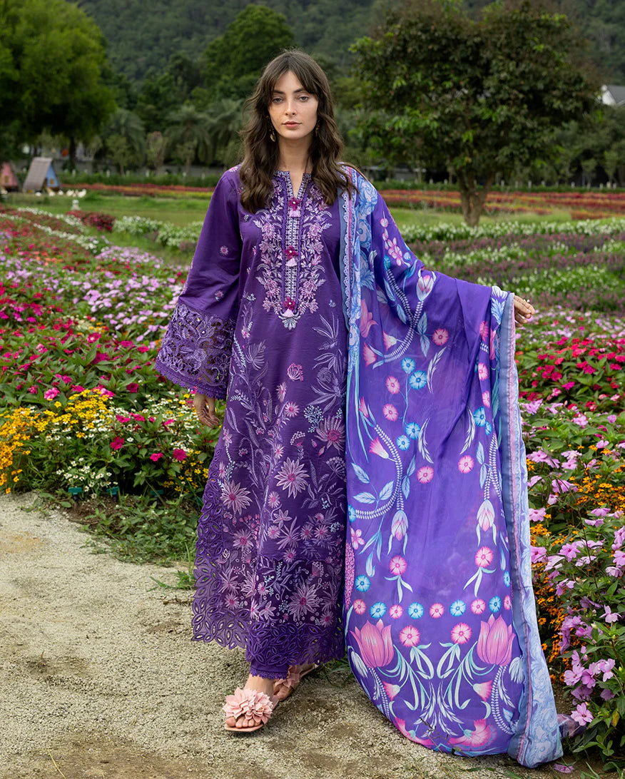 Mushq - Premium 3 Piece LAWN Embroidered SHIRT WITH Printed Silk DUPATTA AND TROUSER - JN 203