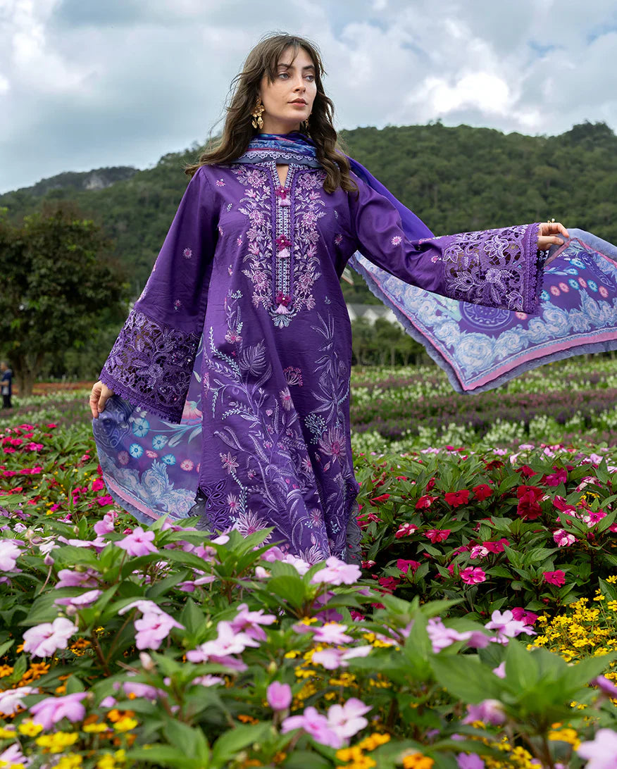 Mushq - Premium 3 Piece LAWN Embroidered SHIRT WITH Printed Silk DUPATTA AND TROUSER - JN 203