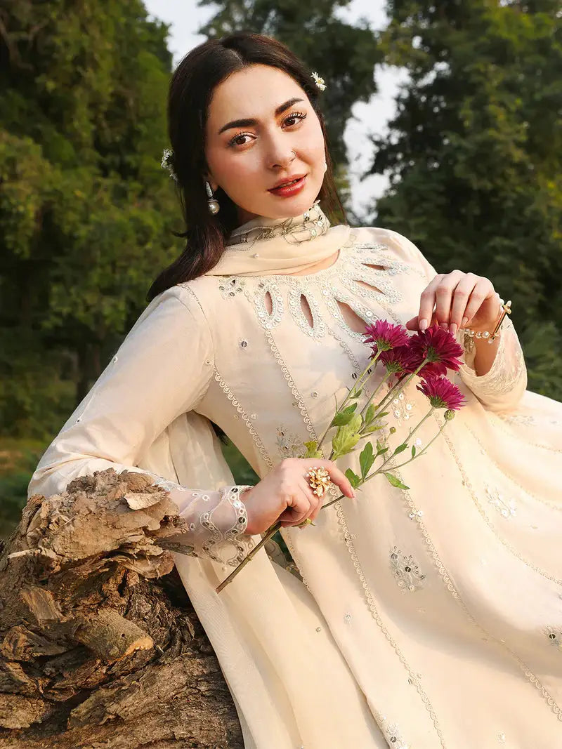 Jade Premium 3 Piece Lawn Sequence Embroidered With Khadi Net Embroidered Dupatta-5249 FS