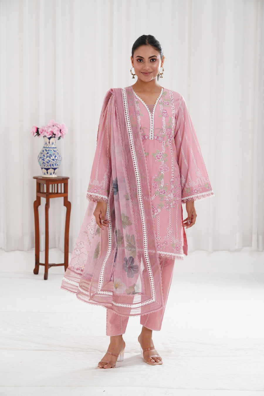 Sobia Nazir Premium 3 Piece Lawn Chikankari Embroidered With Digital Printed Jacquard Dupatta-5159 FS