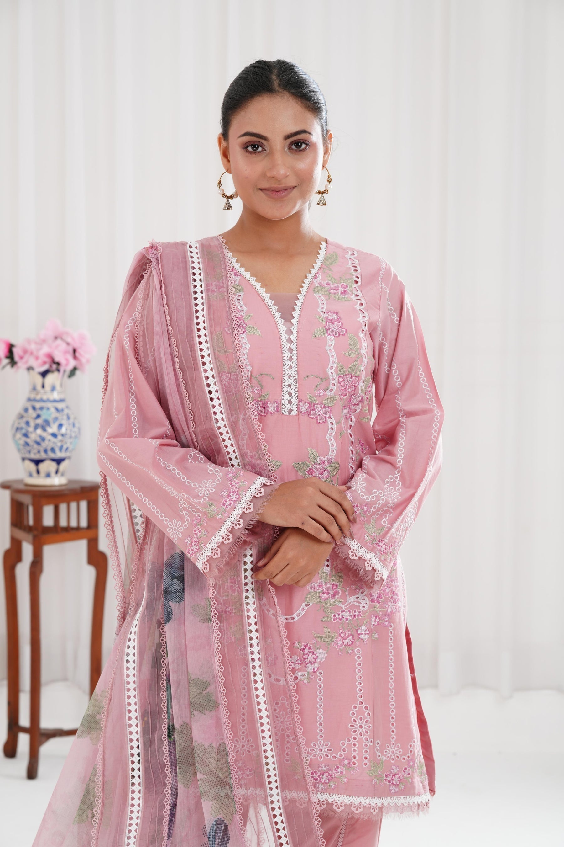 Sobia Nazir Premium 3 Piece Lawn Chikankari Embroidered With Digital Printed Jacquard Dupatta-5159 FS
