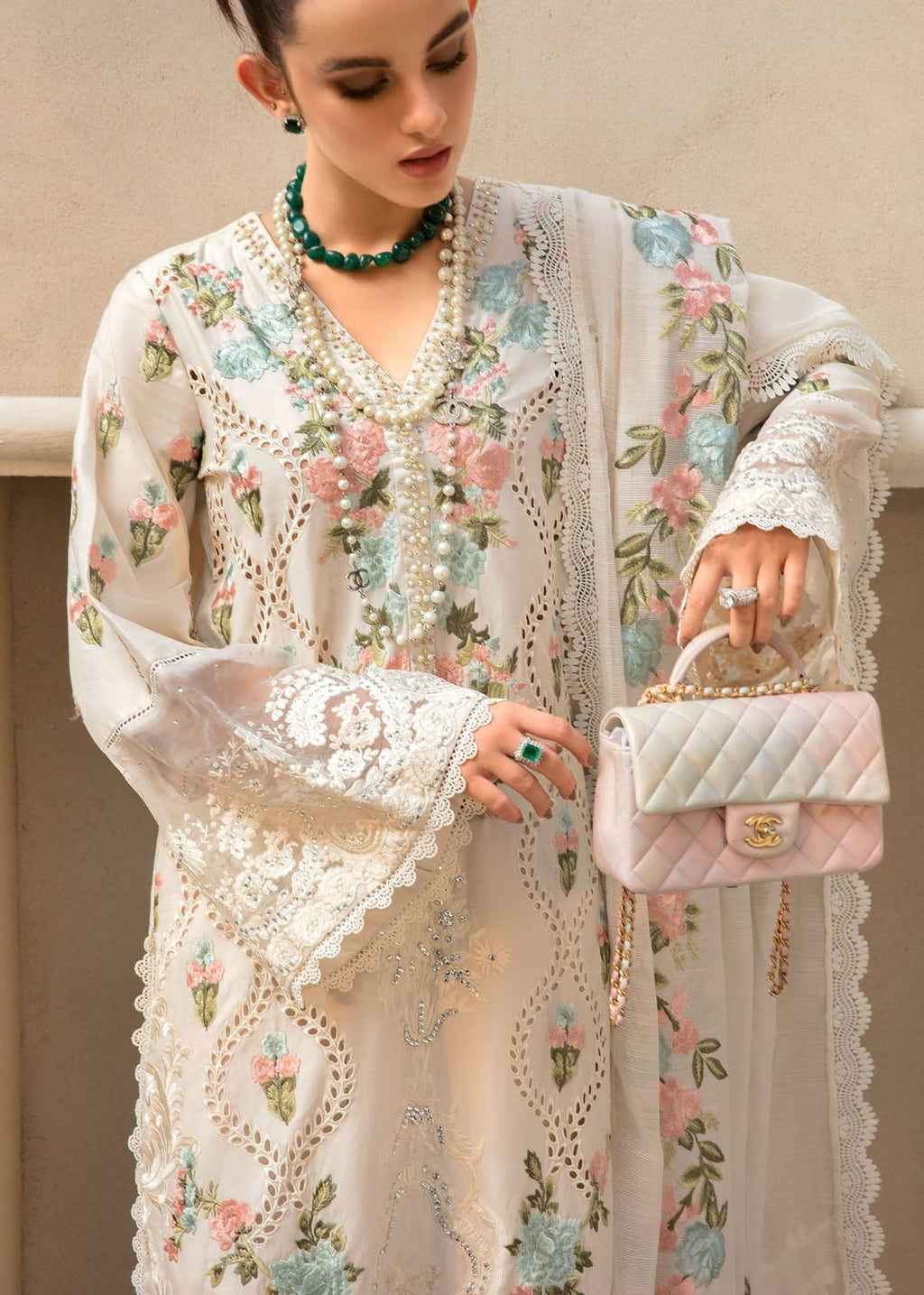 CRIMSON-3PC Lawn-3PC Embroidered Shirt with Organza Embroidered Dupatta-1168