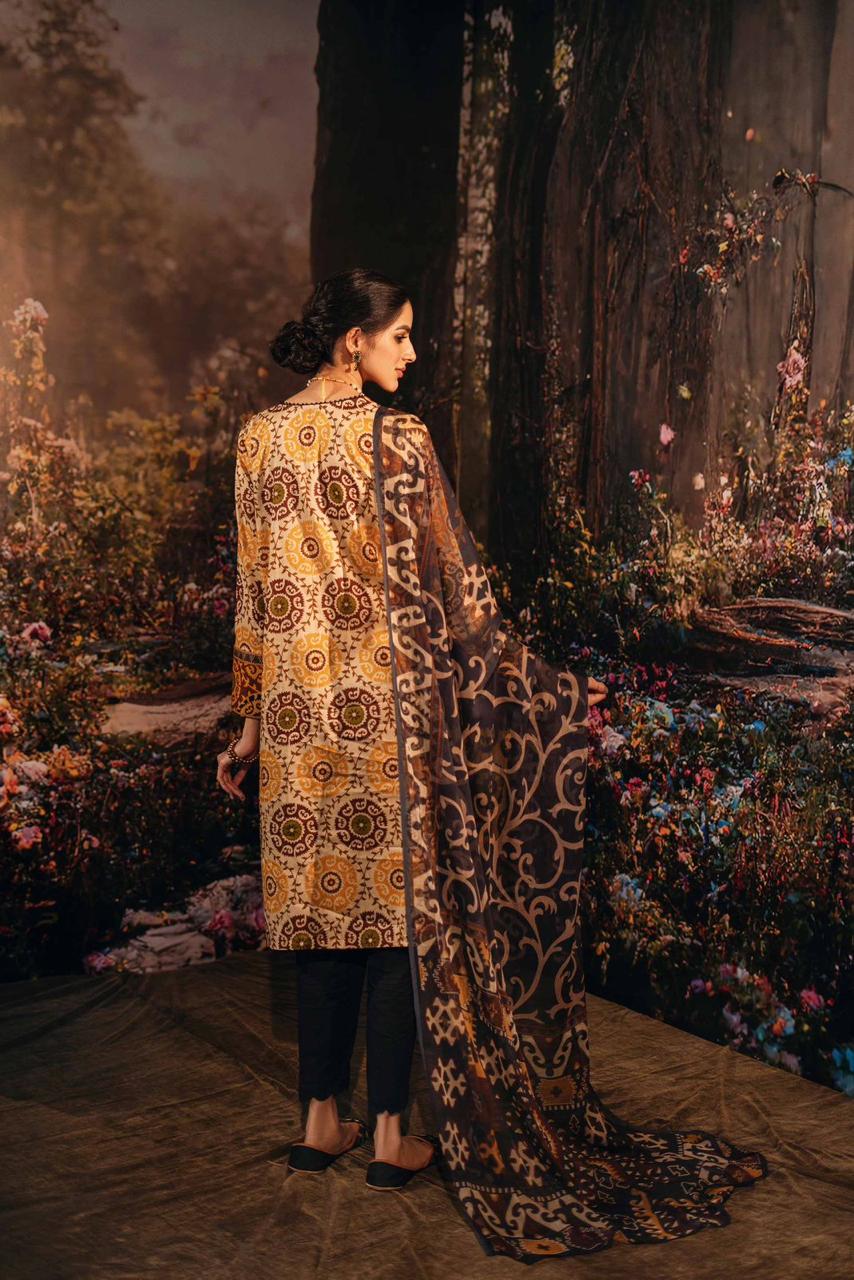 NISHAT Premium 3 Piece Lawn Printed With Printed Voile Dupatta-754 FS