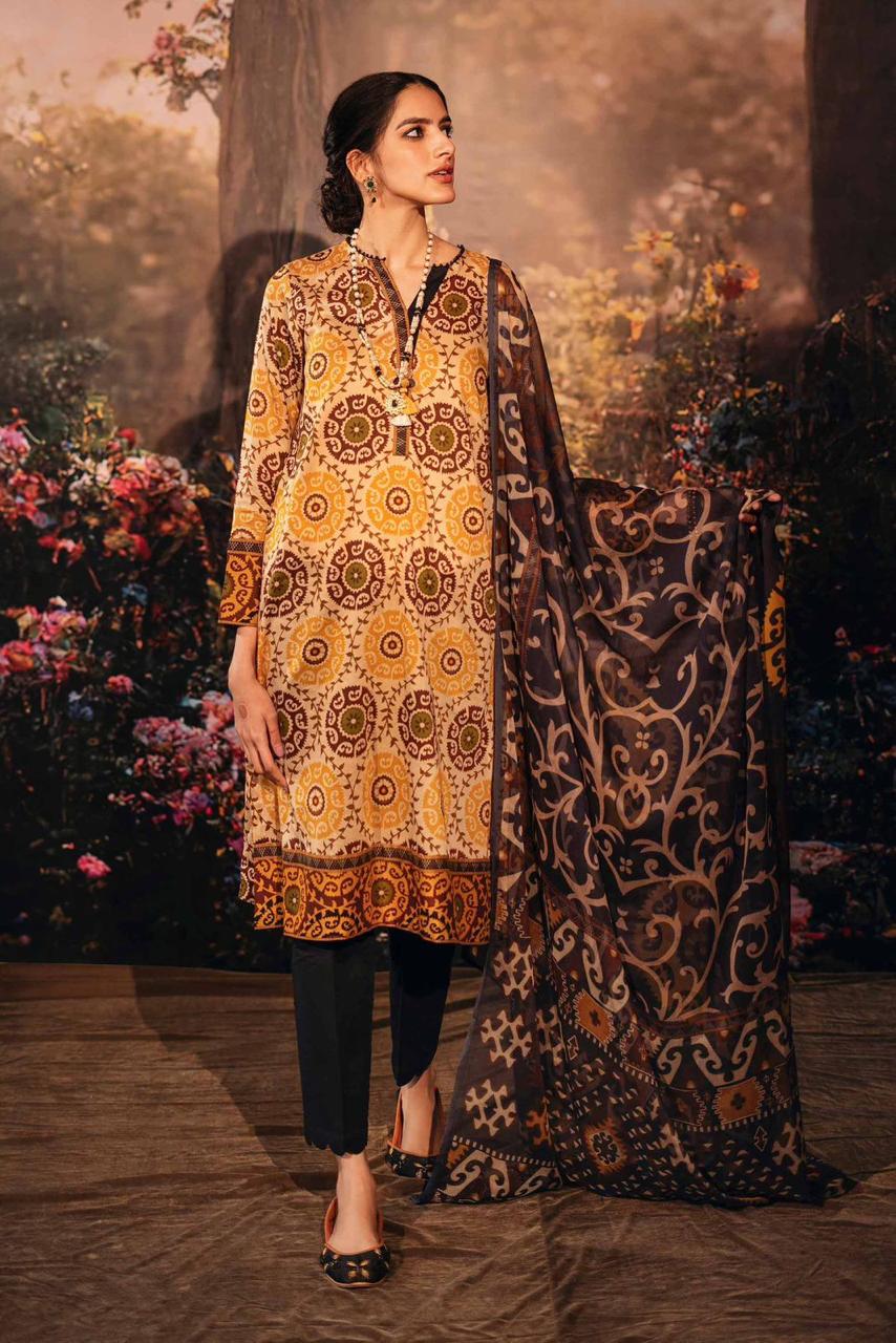 NISHAT Premium 3 Piece Lawn Printed With Printed Voile Dupatta-754 FS