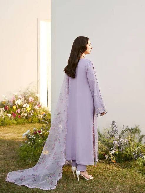 Ally's Premium 3 Piece Lawn Embroidered With Chiffon Digital Printed Dupatta - 5243 FS