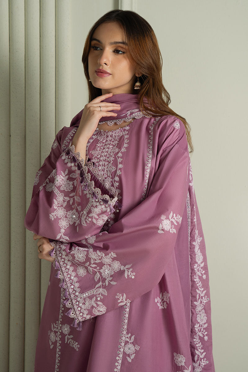 CROSS STITCH-Premium 3 Piece Lawn EMBROIDERED SHIRT WITH CHIFOON MBROIDRERD DUPATTA & TROUSER-BIC-4501