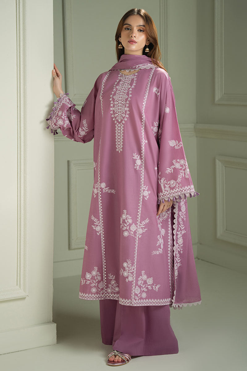 CROSS STITCH-Premium 3 Piece Lawn EMBROIDERED SHIRT WITH CHIFOON MBROIDRERD DUPATTA & TROUSER-BIC-4501