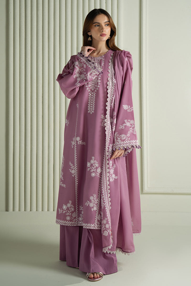 CROSS STITCH-Premium 3 Piece Lawn EMBROIDERED SHIRT WITH CHIFOON MBROIDRERD DUPATTA & TROUSER-BIC-4501