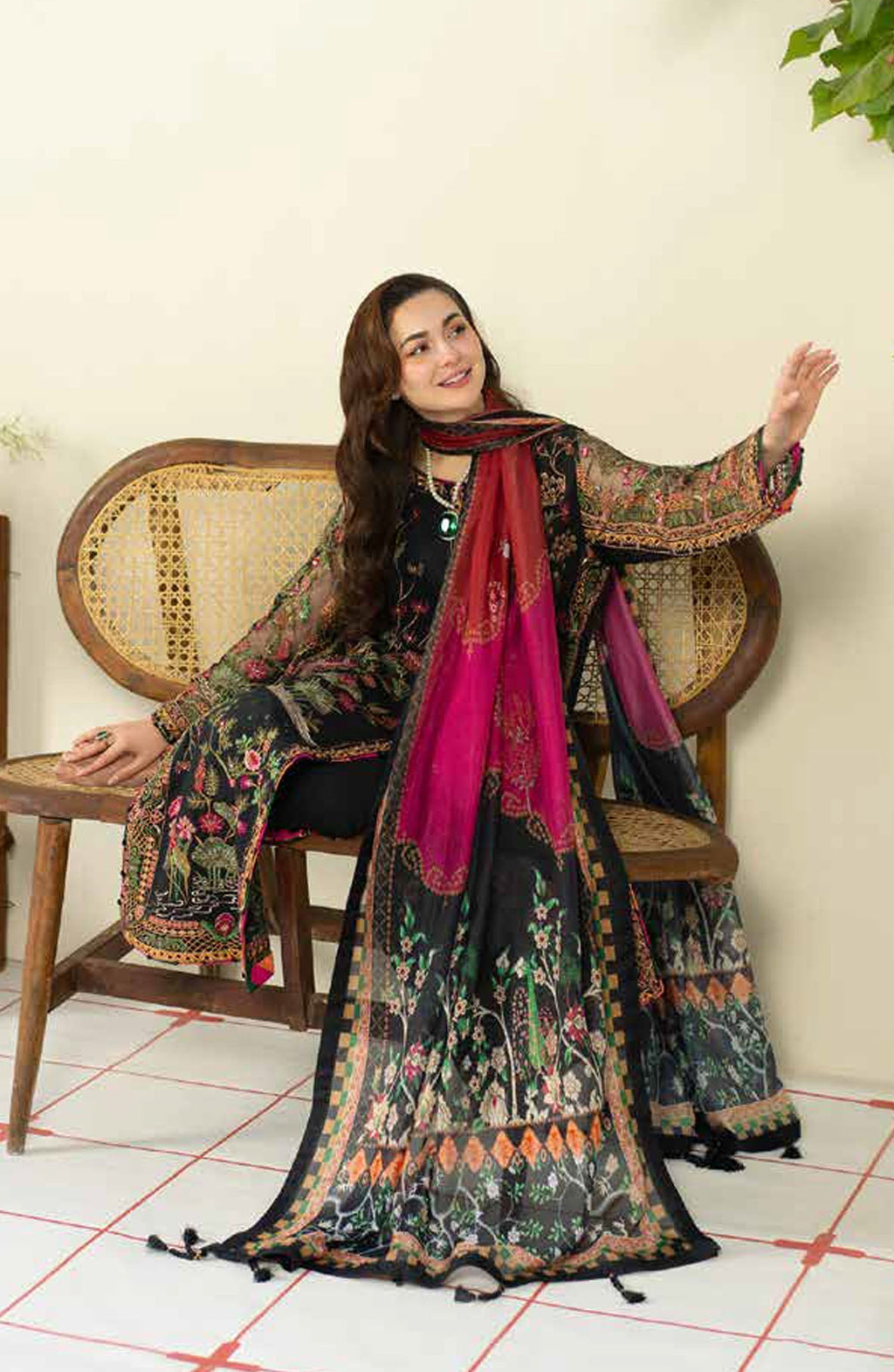 Premium 3 Piece Lawn Embroidered With Digital Printed Jauqard Dupatta- 5215 FS